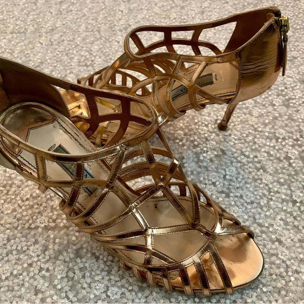 Woman’s Prada Rose Gold Caged High Heels